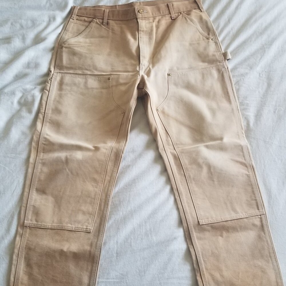 Brown Loose Fit Firm Duck Double-Front Utility Work Pant 38x32